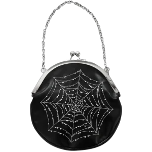 Spiderweb Convertible Clasp Handbag in Black