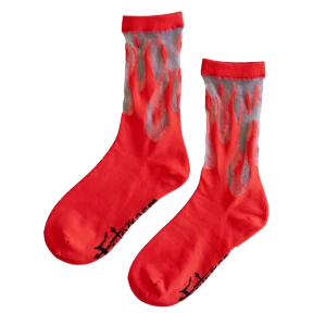 Sheer Flame Socks in Red